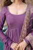 Wonderful Purple Chanderi Silk Anarkali Suit With Banarasi Dupatta