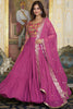 Astonishing Pink Color Zari Weaving Georgette Event Wear Gown