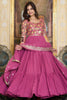 Astonishing Pink Color Zari Weaving Georgette Event Wear Gown