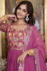 Astonishing Pink Color Zari Weaving Georgette Event Wear Gown