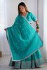 Surprising Teal Green Threads Embroidery Silk Lehenga Choli With Dupatta