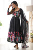 Stunning Black Floral Printed Organza Silk Event Wear Anarkali Suit