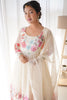 Ravishing Cream Floral Printed Organza Festival Wear Anarkali Suit