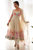 Ravishing Cream Floral Printed Organza Festival Wear Anarkali Suit