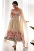 Ravishing Cream Floral Printed Organza Festival Wear Anarkali Suit