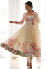 Ravishing Cream Floral Printed Organza Festival Wear Anarkali Suit