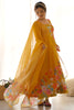Incredible Yellow Floral Printed Organza Haldi Wear Anarkali Suit