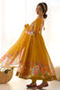 Incredible Yellow Floral Printed Organza Haldi Wear Anarkali Suit