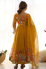 Incredible Yellow Floral Printed Organza Haldi Wear Anarkali Suit