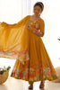 Incredible Yellow Floral Printed Organza Haldi Wear Anarkali Suit