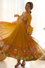 Incredible Yellow Floral Printed Organza Haldi Wear Anarkali Suit