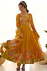 Incredible Yellow Floral Printed Organza Haldi Wear Anarkali Suit