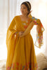 Incredible Yellow Floral Printed Organza Haldi Wear Anarkali Suit