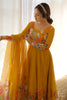 Incredible Yellow Floral Printed Organza Haldi Wear Anarkali Suit