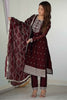 Majestic Maroon Thread Work Silk Event Wear Pant Suit With Dupatta