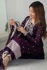 Awesome Purple Thread Work Silk Wedding Wear Pant Suit With Dupatta