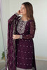 Awesome Purple Thread Work Silk Wedding Wear Pant Suit With Dupatta