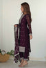 Awesome Purple Thread Work Silk Wedding Wear Pant Suit With Dupatta