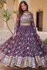 Marvelous Purple Embroidered Georgette Wedding Lehenga Choli