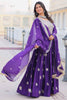 Alluring Violet Embroidered Georgette Anarkali Gown With Dupatta