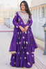 Alluring Violet Embroidered Georgette Event Wear Gown With Dupatta