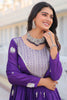 Alluring Violet Embroidered Georgette Event Wear Gown With Dupatta