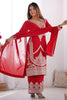 Beautiful Red Embroidered Vichitra Silk Wedding Wear Palazzo Suit