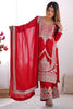 Beautiful Red Embroidered Vichitra Silk Wedding Wear Palazzo Suit