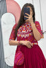 Delightful Rani Pink Embroidered Georgette Gown With Jacket