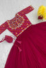 Delightful Rani Pink Embroidered Georgette Gown With Jacket