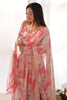 Stunning Peach Floral Printed Georgette Festival Wear Anarkali Pant Suit