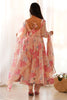 Stunning Peach Floral Printed Georgette Festival Wear Anarkali Pant Suit