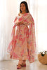 Stunning Peach Floral Printed Georgette Festival Wear Anarkali Pant Suit