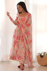 Stunning Peach Floral Printed Georgette Festival Wear Anarkali Pant Suit