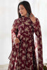 Attractive Maroon Floral Printed Georgette Event Wear Anarkali Gown