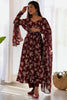 Attractive Maroon Floral Printed Georgette Event Wear Anarkali Gown