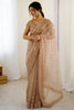 Glorious Golden Sequins Net Reception Wear Saree With Blouse