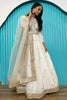 Marvelous White Sequins Georgette Reception Wear Gown With Dupatta