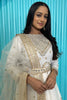 Marvelous White Sequins Georgette Reception Wear Gown With Dupatta