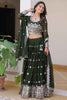 Wonderful Olive Green Embroidered Georgette Mehendi Wear Lehenga Choli