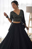 Alluring Black Color Sequins Georgette Party Wear Lehenga Choli