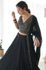 Alluring Black Color Sequins Georgette Party Wear Lehenga Choli