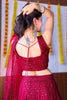 Lovely Maroon Sequins Georgette Reception Lehenga Choli With Dupatta