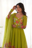 Lovely Light Green Floral Printed Organza Festival Wear Anarkali Suit