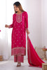 Unique Pink Embroidery Work Chinon Wedding Wear Pant Suit With Dupatta