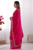 Unique Pink Embroidery Work Chinon Wedding Wear Pant Suit With Dupatta