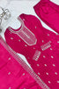 Unique Pink Embroidery Work Chinon Wedding Wear Pant Suit With Dupatta