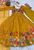 Incredible Yellow Floral Printed Organza Haldi Wear Anarkali Suit