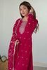 Ravishing Rani Pink Embroidered Vichitra Silk Function Wear Pant Suit