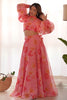 Lovely Pink Floral Print Organza Party Wear Lehenga With Blouse
